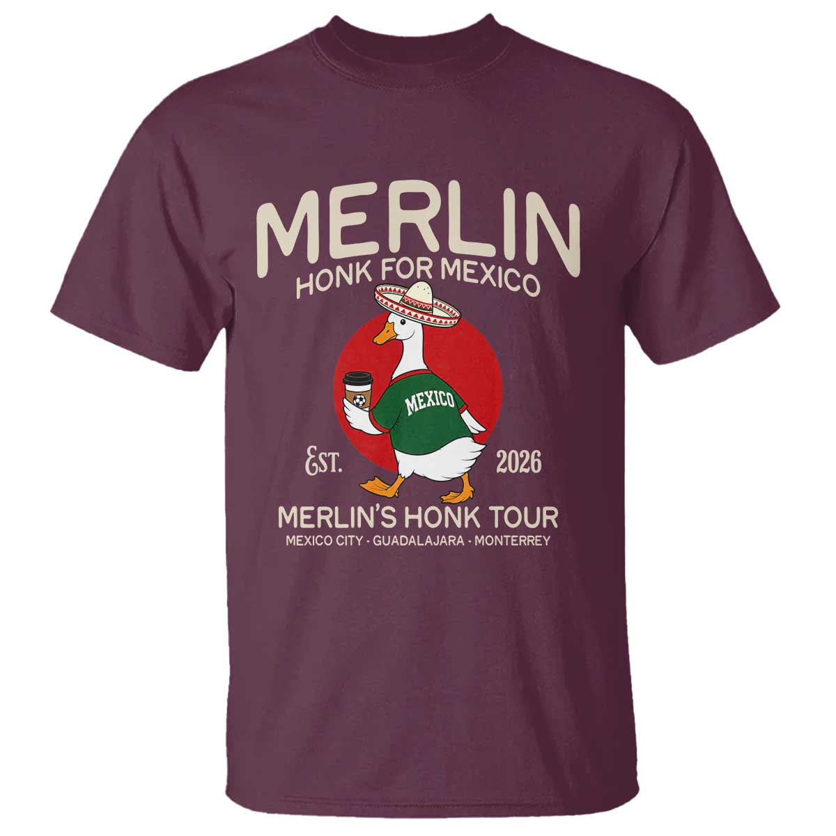 Merlin the Duck Honk Tour Mexico Retro Band Parody T Shirt Mexican Pride Soccer Locer Football Fans