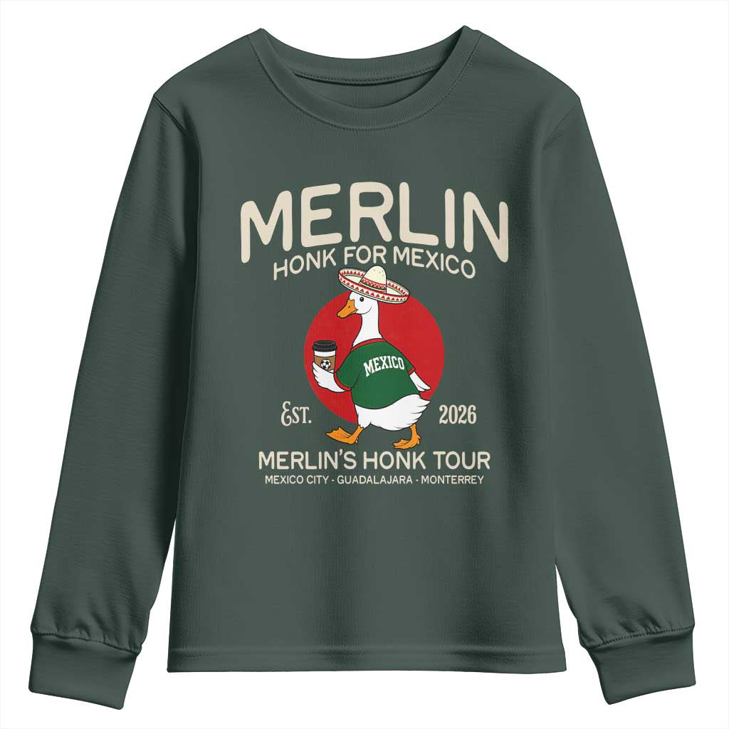 Merlin the Duck Honk Tour Mexico Retro Band Parody Youth Sweatshirt Mexican Pride Soccer Locer Football Fans