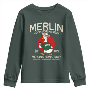 Merlin the Duck Honk Tour Mexico Retro Band Parody Youth Sweatshirt Mexican Pride Soccer Locer Football Fans