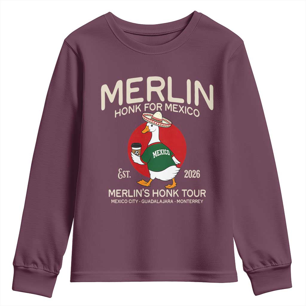 Merlin the Duck Honk Tour Mexico Retro Band Parody Youth Sweatshirt Mexican Pride Soccer Locer Football Fans