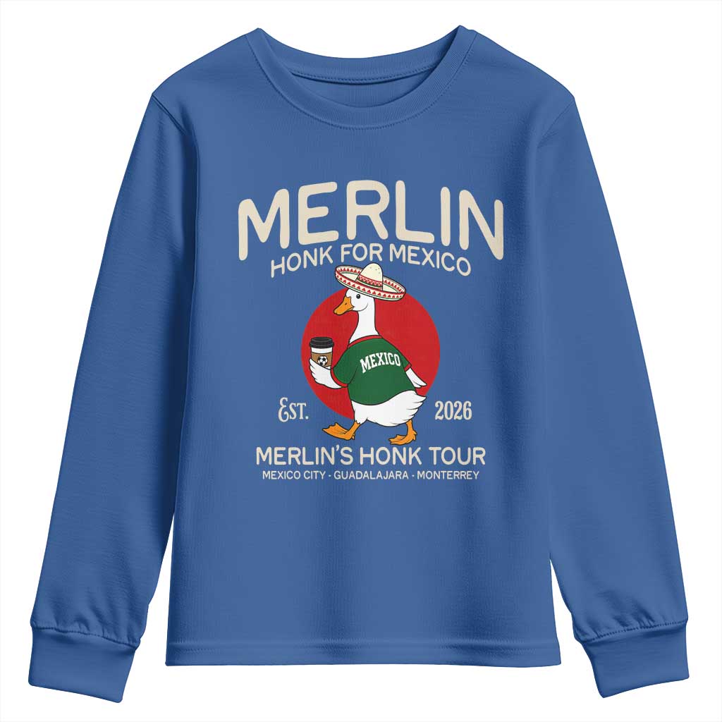 Merlin the Duck Honk Tour Mexico Retro Band Parody Youth Sweatshirt Mexican Pride Soccer Locer Football Fans