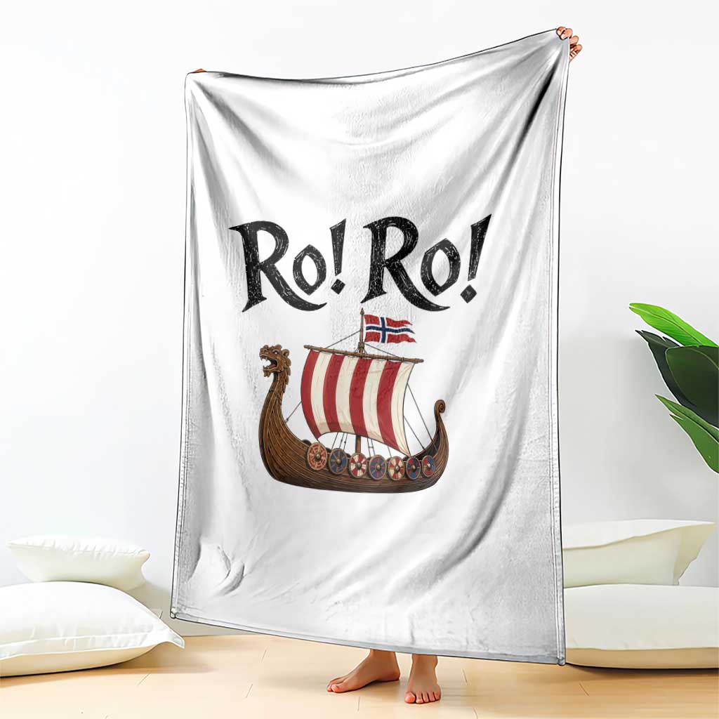 Funny Norwegian Viking Longship Ro Ro Throw Blanket Retro Norge Norway Flag Football Fans TS02 Print Your Wear