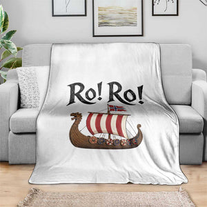 Funny Norwegian Viking Longship Ro Ro Throw Blanket Retro Norge Norway Flag Football Fans TS02 Print Your Wear