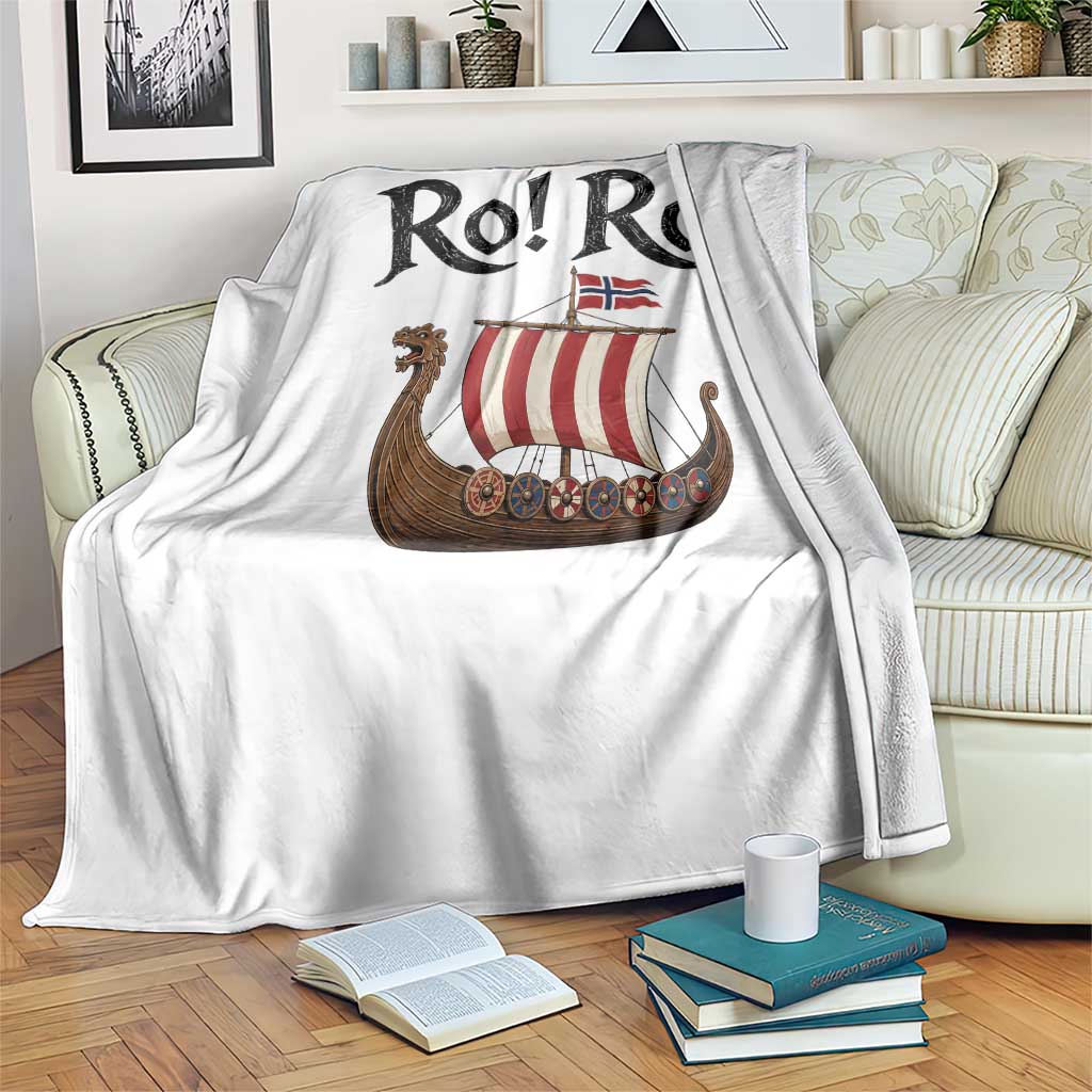Funny Norwegian Viking Longship Ro Ro Throw Blanket Retro Norge Norway Flag Football Fans TS02 Print Your Wear