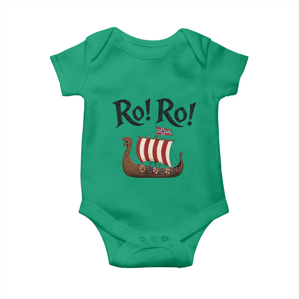 Funny Norwegian Viking Longship Ro Ro Baby Onesie Retro Norge Norway Flag Football Fans TS02 Irish Green Print Your Wear