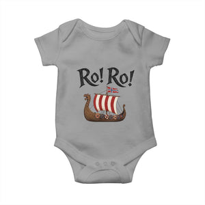 Funny Norwegian Viking Longship Ro Ro Baby Onesie Retro Norge Norway Flag Football Fans TS02 Sport Gray Print Your Wear