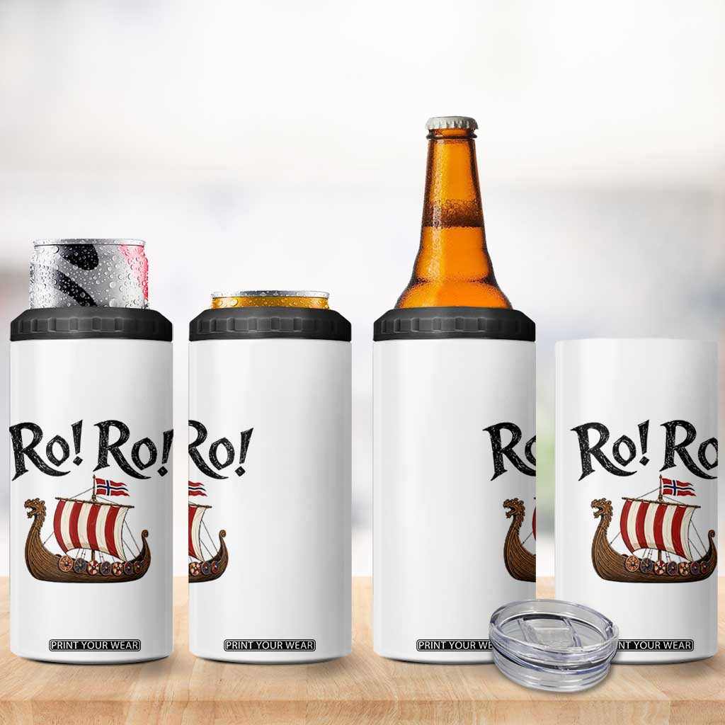 Funny Norwegian Viking Longship Ro Ro 4 in 1 Can Cooler Tumbler Retro Norge Norway Flag Football Fans TS02 Print Your Wear