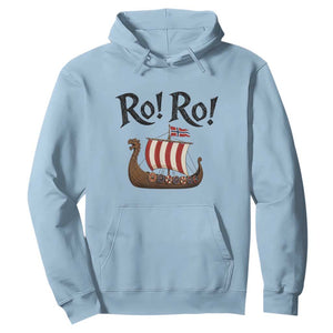 Funny Norwegian Viking Longship Ro Ro Hoodie Retro Norge Norway Flag Football Fans TS02 Light Blue Print Your Wear