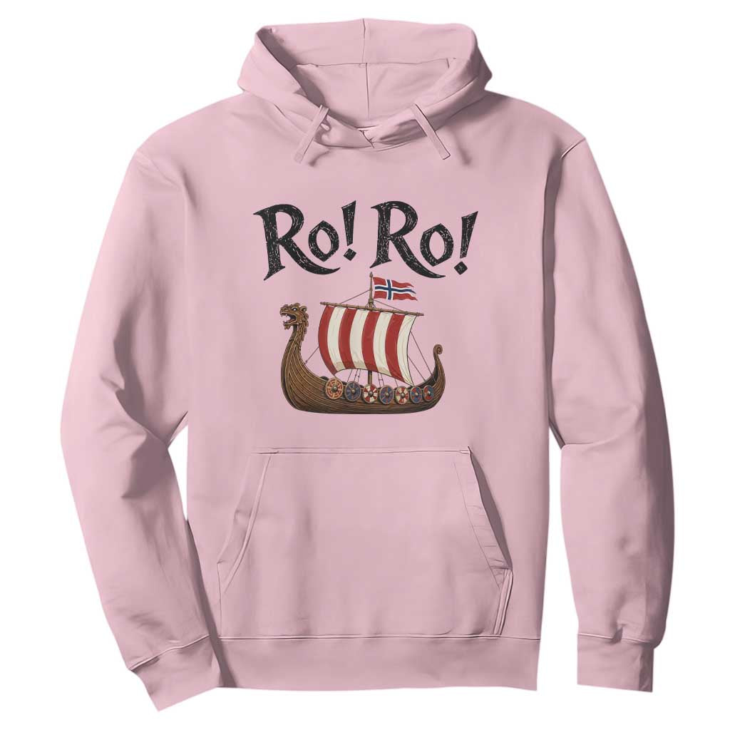 Funny Norwegian Viking Longship Ro Ro Hoodie Retro Norge Norway Flag Football Fans TS02 Light Pink Print Your Wear