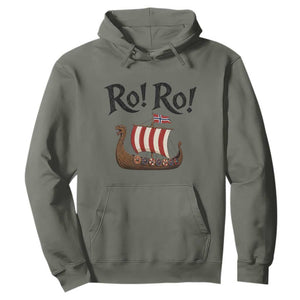 Funny Norwegian Viking Longship Ro Ro Hoodie Retro Norge Norway Flag Football Fans TS02 Military Green Print Your Wear