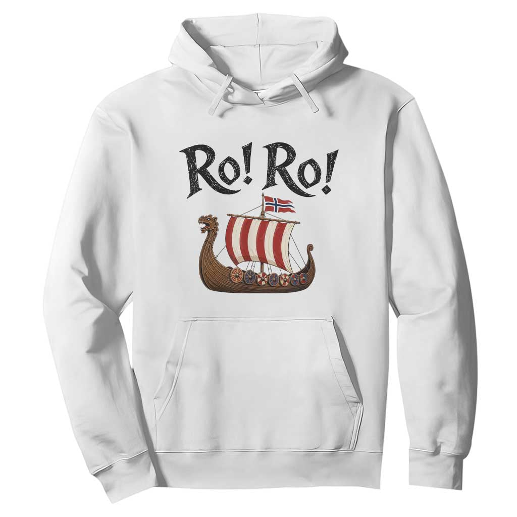 Funny Norwegian Viking Longship Ro Ro Hoodie Retro Norge Norway Flag Football Fans TS02 White Print Your Wear