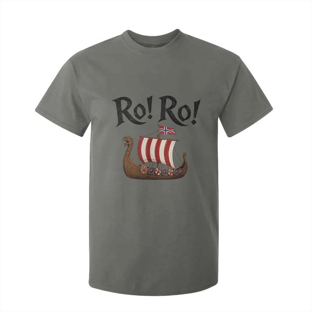Funny Norwegian Viking Longship Ro Ro T Shirt For Kid Retro Norge Norway Flag Football Fans TS02 Military Green Print Your Wear