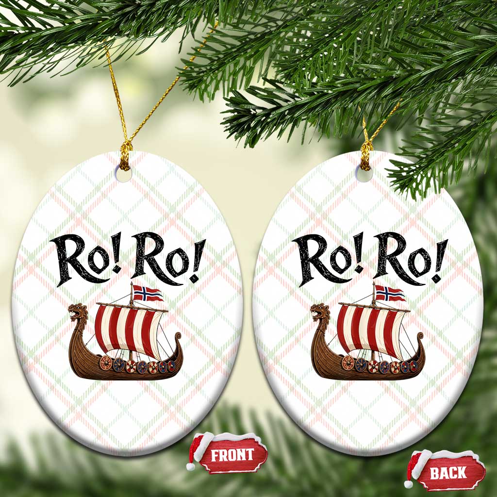 Funny Norwegian Viking Longship Ro Ro Ceramic Ornament Retro Norge Norway Flag Football Fans TS02 Print Your Wear