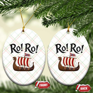 Funny Norwegian Viking Longship Ro Ro Ceramic Ornament Retro Norge Norway Flag Football Fans TS02 Print Your Wear
