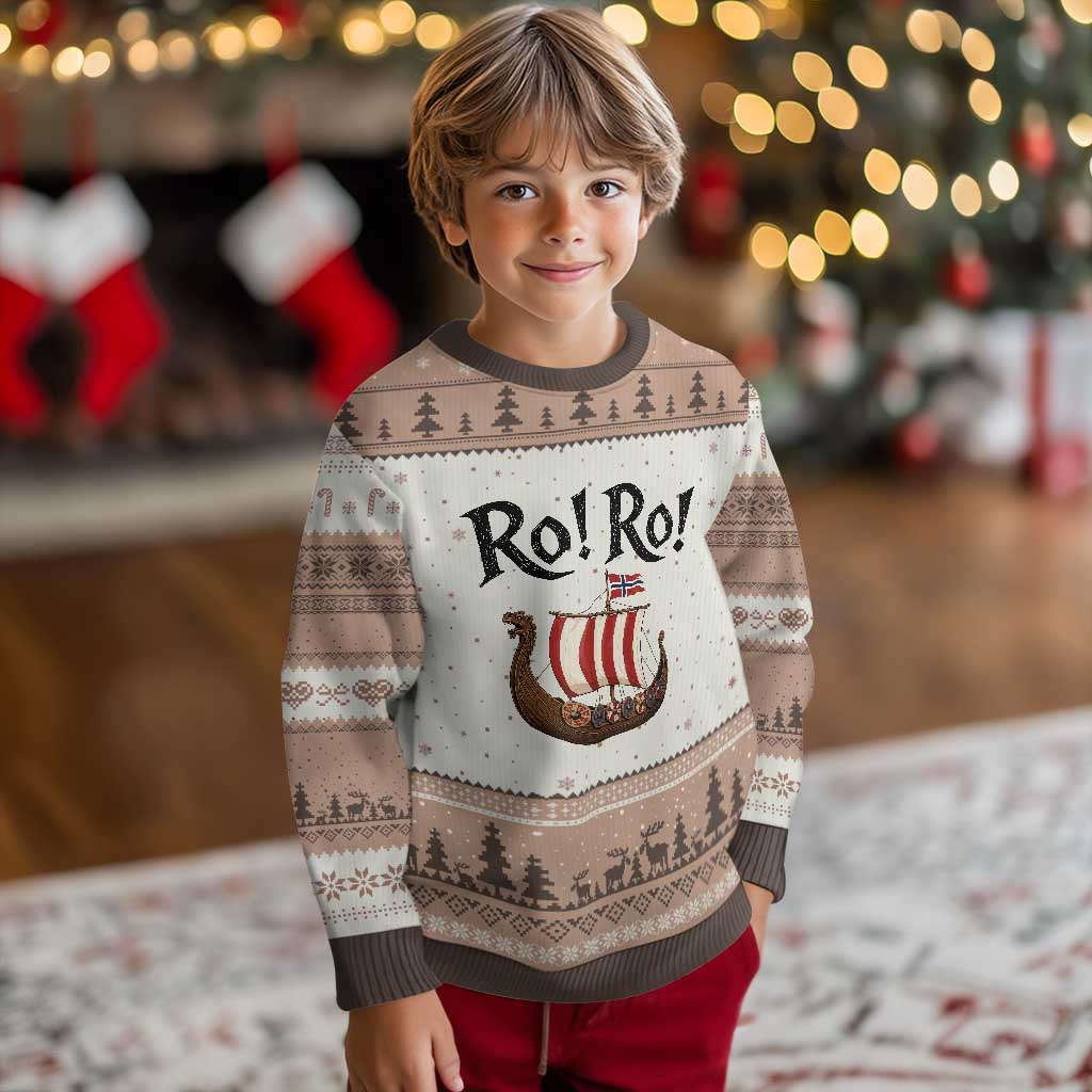 Funny Norwegian Viking Longship Ro Ro Ugly Christmas Sweater Retro Norge Norway Flag Football Fans TS02 Mocha Mousse Print Your Wear