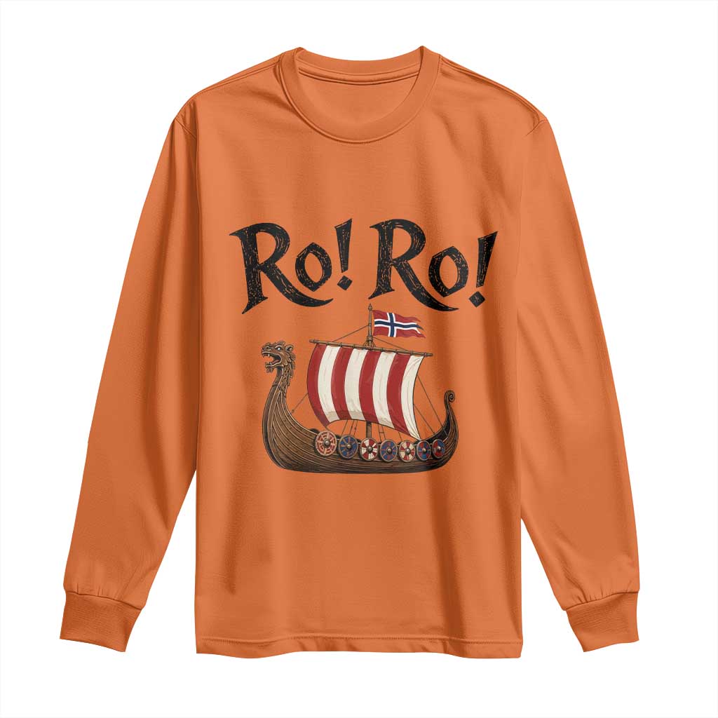 Funny Norwegian Viking Longship Ro Ro Long Sleeve Shirt Retro Norge Norway Flag Football Fans TS02 Orange Print Your Wear