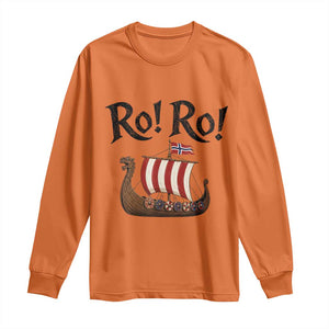 Funny Norwegian Viking Longship Ro Ro Long Sleeve Shirt Retro Norge Norway Flag Football Fans TS02 Orange Print Your Wear