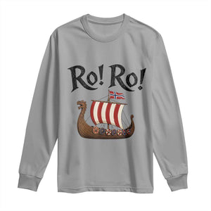 Funny Norwegian Viking Longship Ro Ro Long Sleeve Shirt Retro Norge Norway Flag Football Fans TS02 Sport Gray Print Your Wear