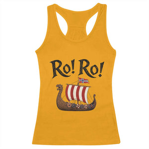 Funny Norwegian Viking Longship Ro Ro Racerback Tank Top Retro Norge Norway Flag Football Fans TS02 Gold Print Your Wear
