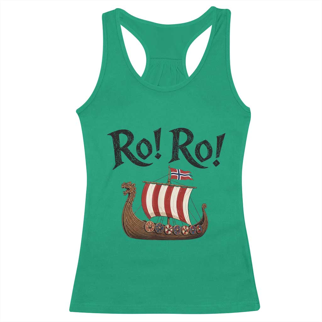 Funny Norwegian Viking Longship Ro Ro Racerback Tank Top Retro Norge Norway Flag Football Fans TS02 Irish Green Print Your Wear
