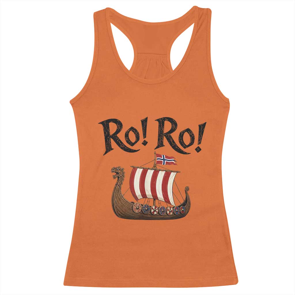 Funny Norwegian Viking Longship Ro Ro Racerback Tank Top Retro Norge Norway Flag Football Fans TS02 Orange Print Your Wear