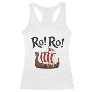 Funny Norwegian Viking Longship Ro Ro Racerback Tank Top Retro Norge Norway Flag Football Fans TS02 White Print Your Wear