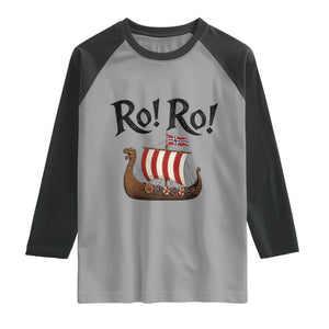 Funny Norwegian Viking Longship Ro Ro Raglan Shirt Retro Norge Norway Flag Football Fans TS02 Sport Gray Black Print Your Wear