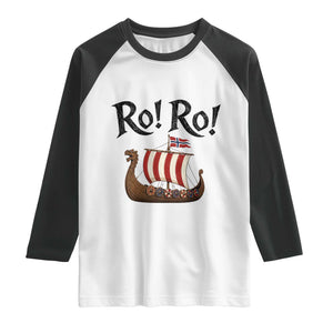 Funny Norwegian Viking Longship Ro Ro Raglan Shirt Retro Norge Norway Flag Football Fans TS02 White Black Print Your Wear