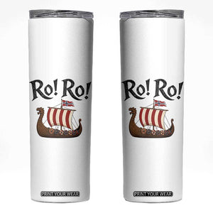 Funny Norwegian Viking Longship Ro Ro Skinny Tumbler Retro Norge Norway Flag Football Fans TS02 White Print Your Wear