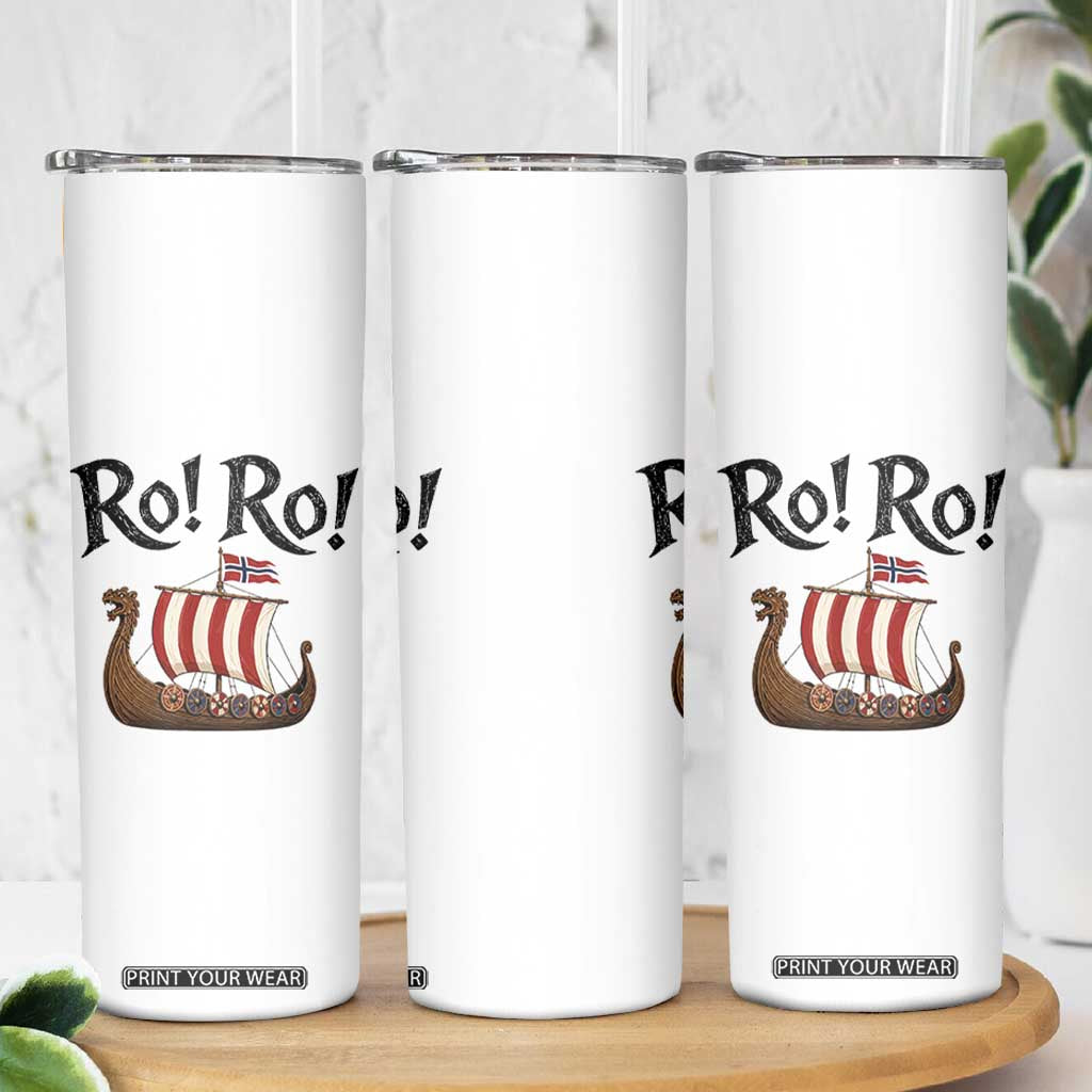 Funny Norwegian Viking Longship Ro Ro Skinny Tumbler Retro Norge Norway Flag Football Fans TS02 Print Your Wear