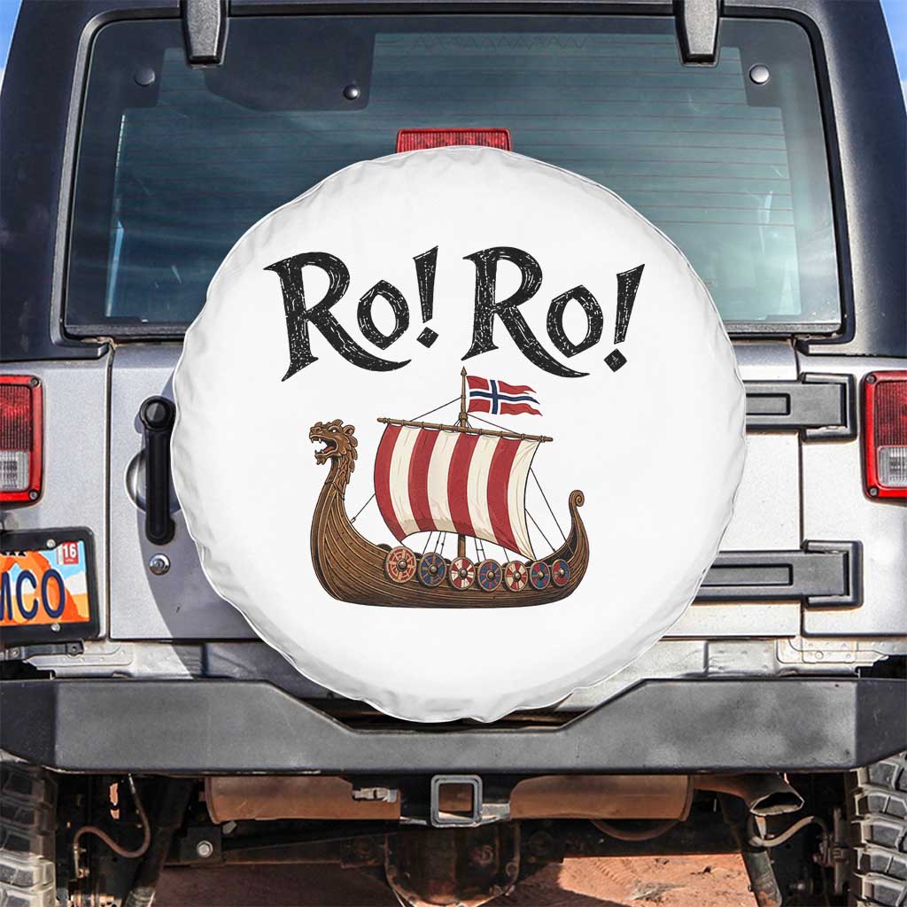 Funny Norwegian Viking Longship Ro Ro Spare Tire Cover Retro Norge Norway Flag Football Fans TS02 No hole White Print Your Wear