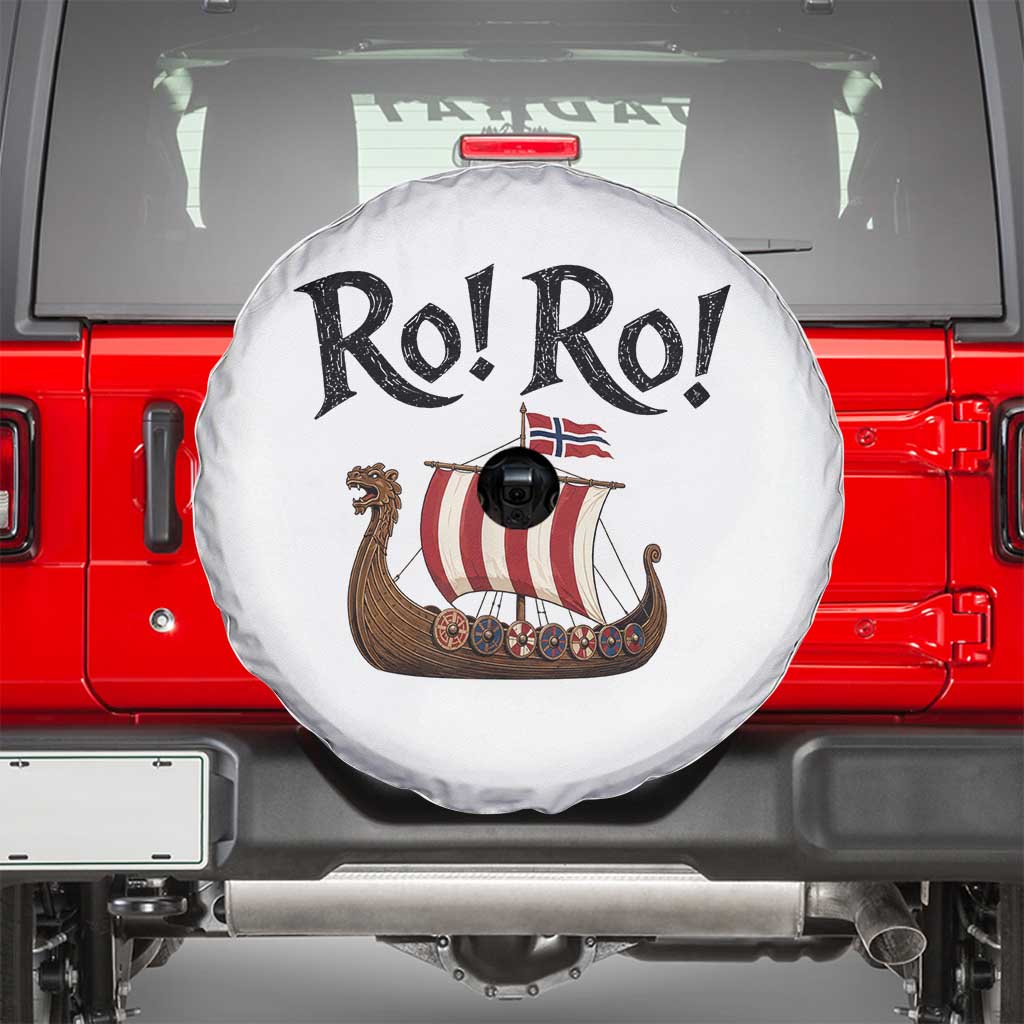 Funny Norwegian Viking Longship Ro Ro Spare Tire Cover Retro Norge Norway Flag Football Fans TS02 White Print Your Wear