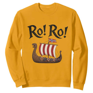 Funny Norwegian Viking Longship Ro Ro Sweatshirt Retro Norge Norway Flag Football Fans TS02 Gold Print Your Wear