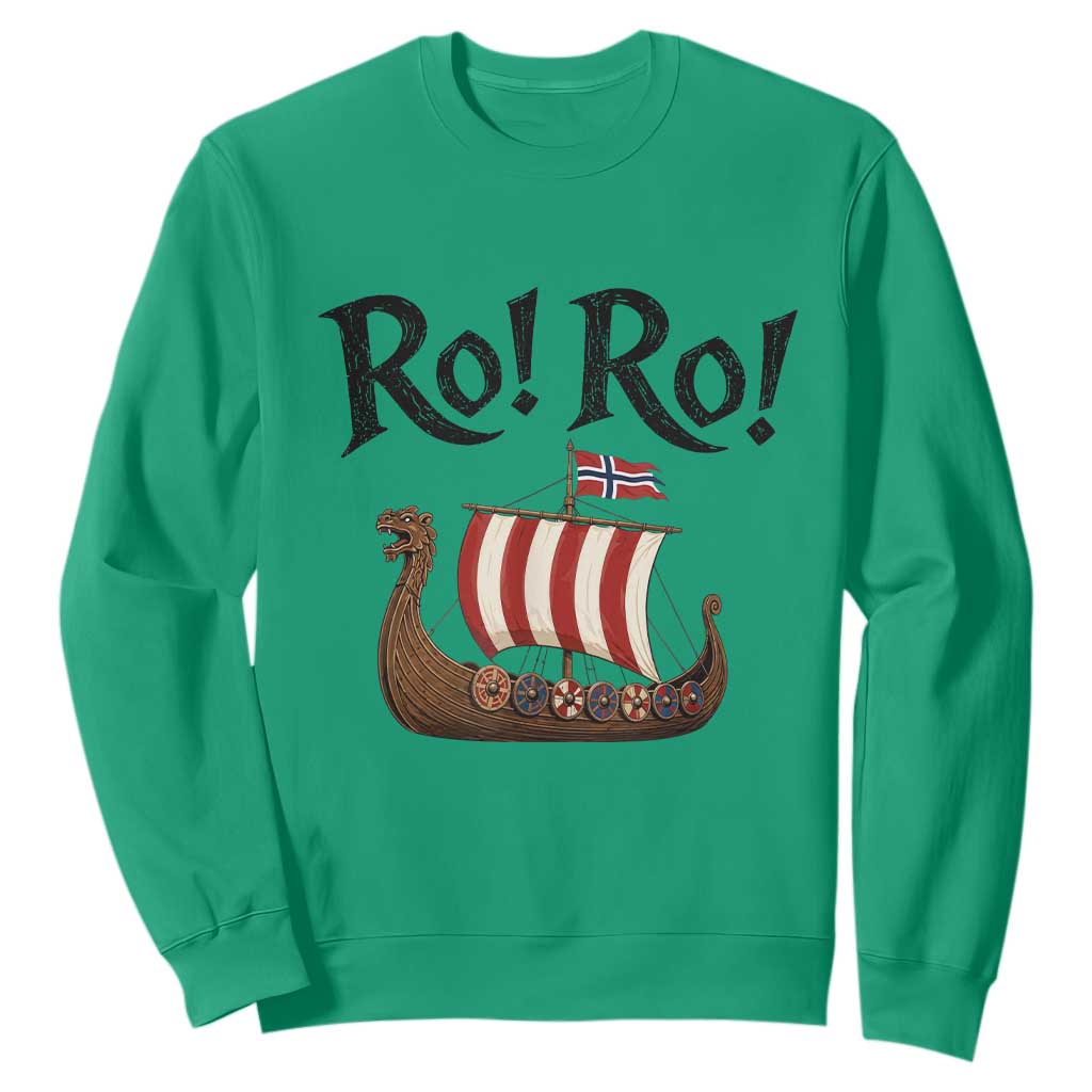 Funny Norwegian Viking Longship Ro Ro Sweatshirt Retro Norge Norway Flag Football Fans TS02 Irish Green Print Your Wear