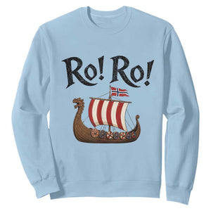 Funny Norwegian Viking Longship Ro Ro Sweatshirt Retro Norge Norway Flag Football Fans TS02 Light Blue Print Your Wear