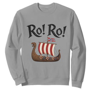 Funny Norwegian Viking Longship Ro Ro Sweatshirt Retro Norge Norway Flag Football Fans TS02 Sport Gray Print Your Wear