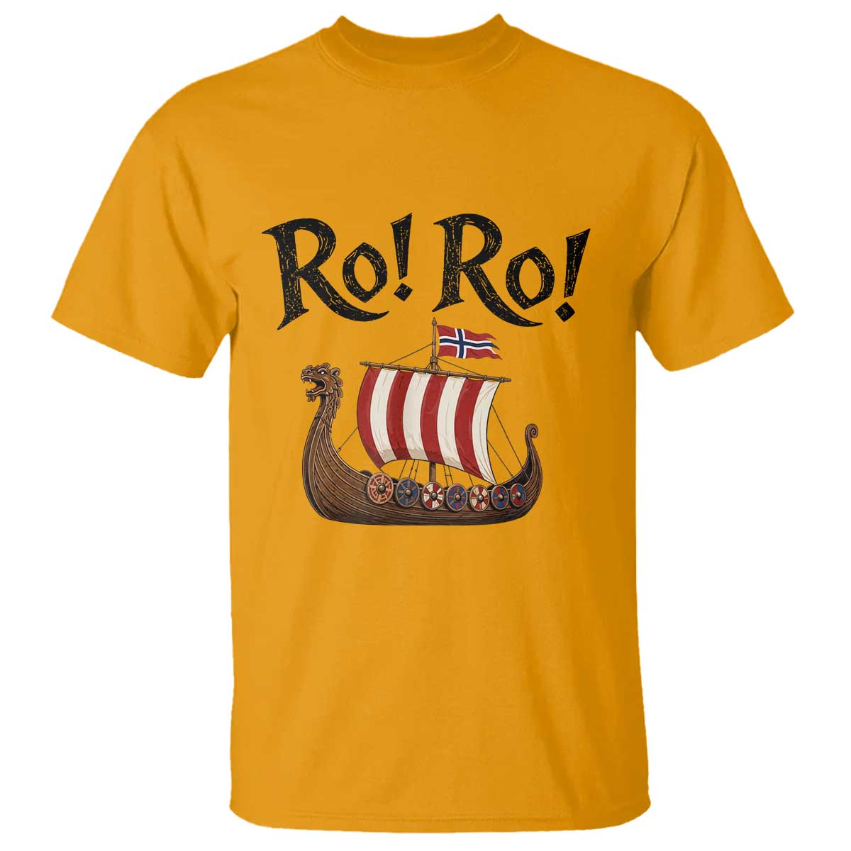 Funny Norwegian Viking Longship Ro Ro T Shirt Retro Norge Norway Flag Football Fans TS02 Gold Print Your Wear