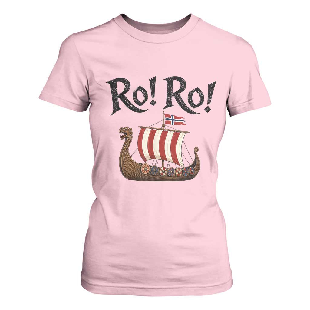 Funny Norwegian Viking Longship Ro Ro T Shirt For Women Retro Norge Norway Flag Football Fans TS02 Light Pink Print Your Wear
