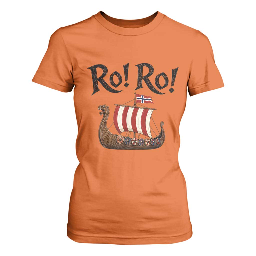 Funny Norwegian Viking Longship Ro Ro T Shirt For Women Retro Norge Norway Flag Football Fans TS02 Orange Print Your Wear
