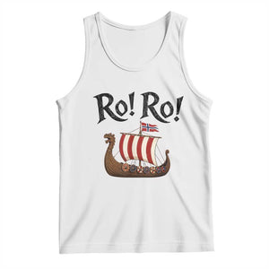 Funny Norwegian Viking Longship Ro Ro Tank Top Retro Norge Norway Flag Football Fans TS02 White Print Your Wear