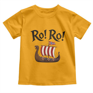 Funny Norwegian Viking Longship Ro Ro Toddler T Shirt Retro Norge Norway Flag Football Fans TS02 Gold Print Your Wear