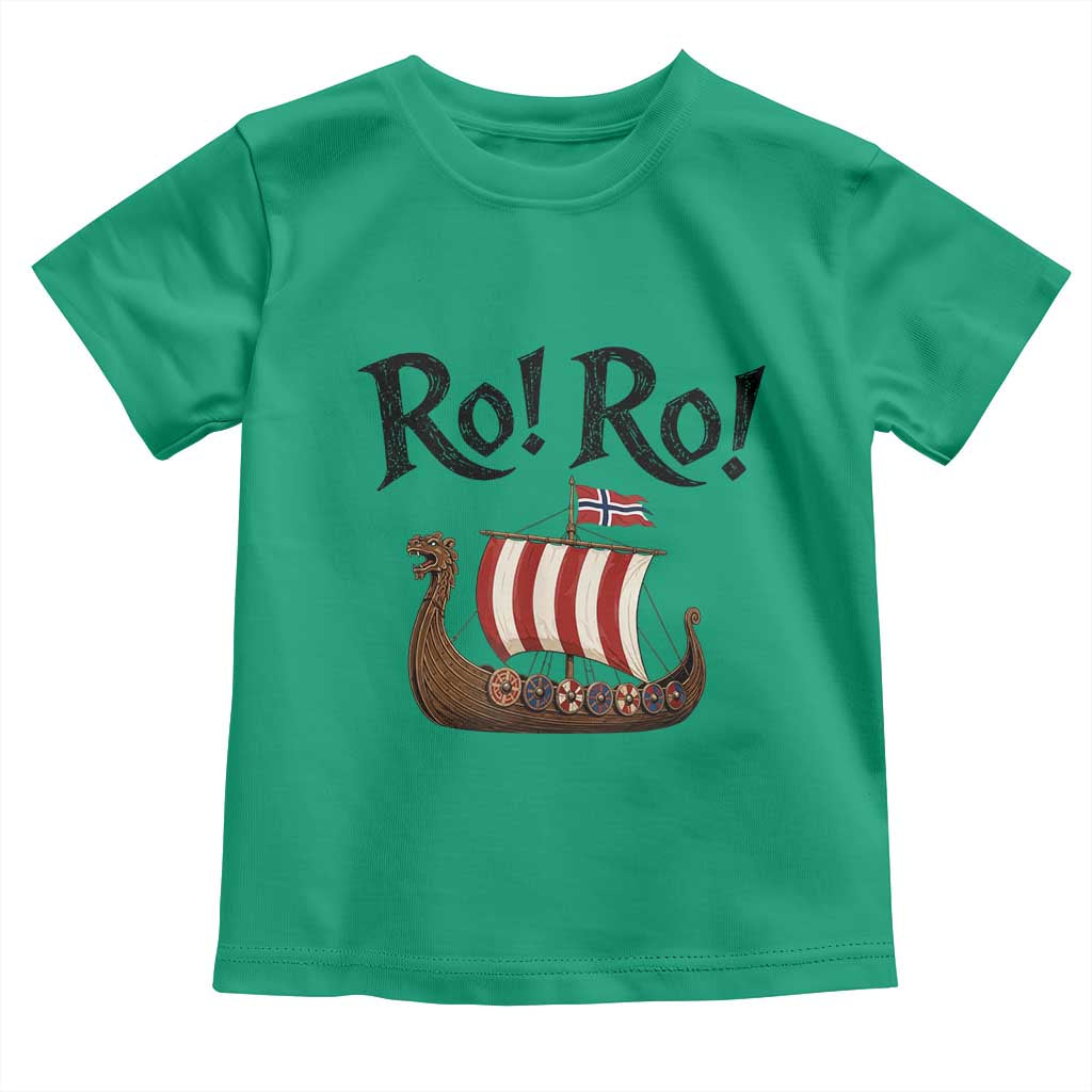 Funny Norwegian Viking Longship Ro Ro Toddler T Shirt Retro Norge Norway Flag Football Fans TS02 Irish Green Print Your Wear