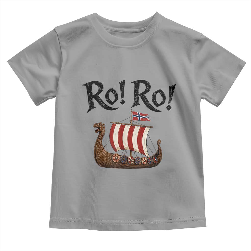 Funny Norwegian Viking Longship Ro Ro Toddler T Shirt Retro Norge Norway Flag Football Fans TS02 Sport Gray Print Your Wear
