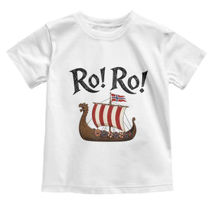 Funny Norwegian Viking Longship Ro Ro Toddler T Shirt Retro Norge Norway Flag Football Fans TS02 White Print Your Wear