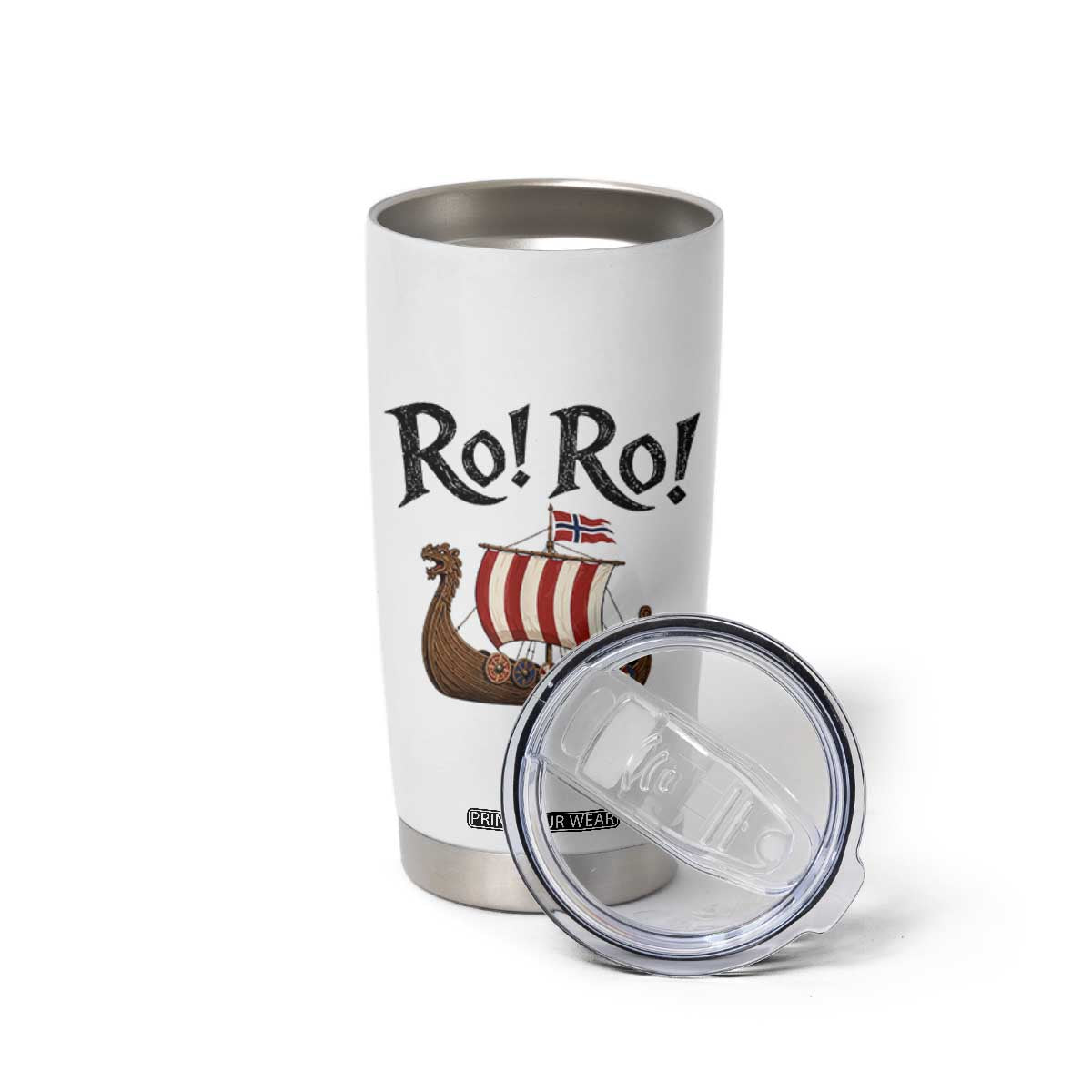 Funny Norwegian Viking Longship Ro Ro Tumbler Cup Retro Norge Norway Flag Football Fans TS02 Print Your Wear