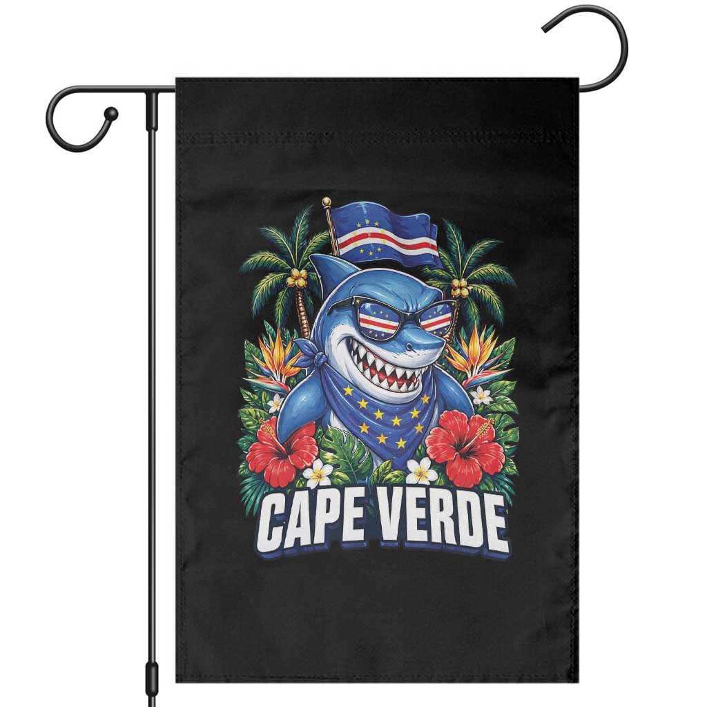Cape Verde Cool Blue Shark Tropical Graphic Garden Flag Cabo Verde Paradise Verdean Soccer Football Fans TS02 Black Print Your Wear