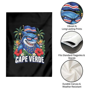 Cape Verde Cool Blue Shark Tropical Graphic Garden Flag Cabo Verde Paradise Verdean Soccer Football Fans TS02 Print Your Wear