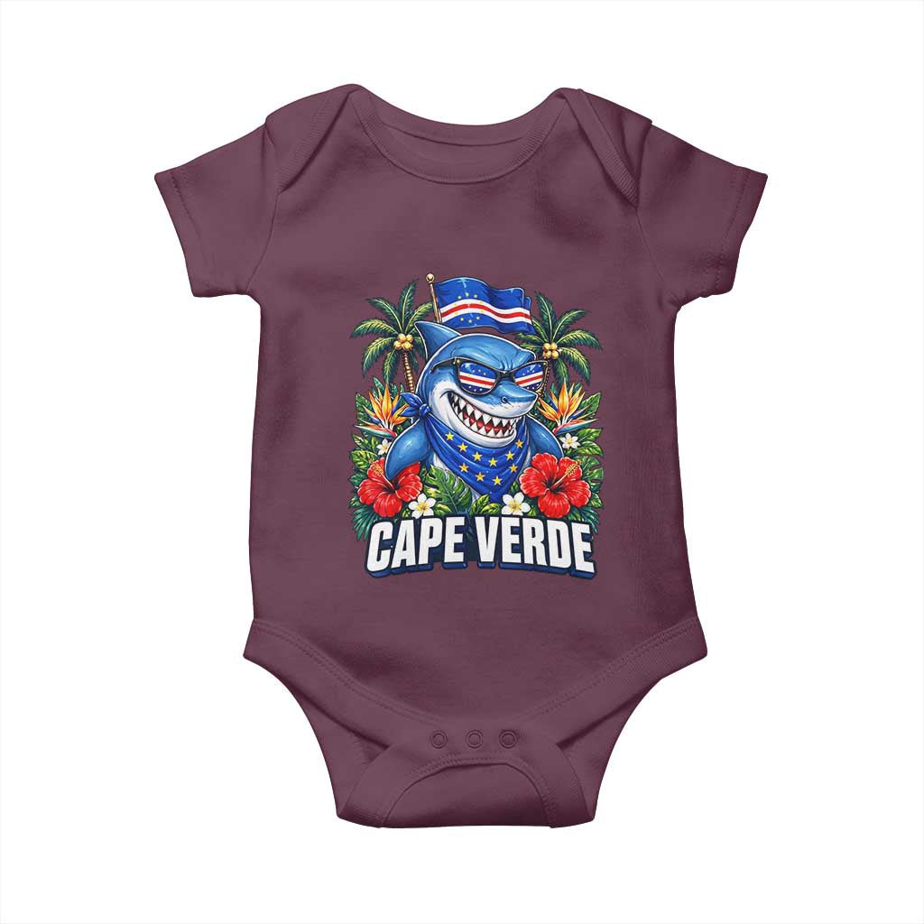 Cape Verde Cool Blue Shark Tropical Graphic Baby Onesie Cabo Verde Paradise Verdean Soccer Football Fans
