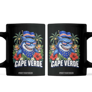 Cape Verde Cool Blue Shark Tropical Graphic Coffee Mug Cabo Verde Paradise Verdean Soccer Football Fans TS02 Black Print Your Wear