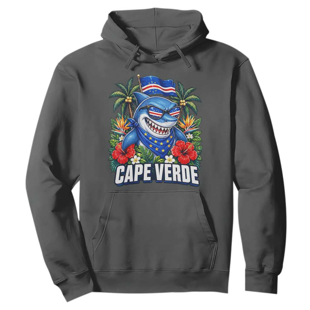 Cape Verde Cool Blue Shark Tropical Graphic Hoodie Cabo Verde Paradise Verdean Soccer Football Fans